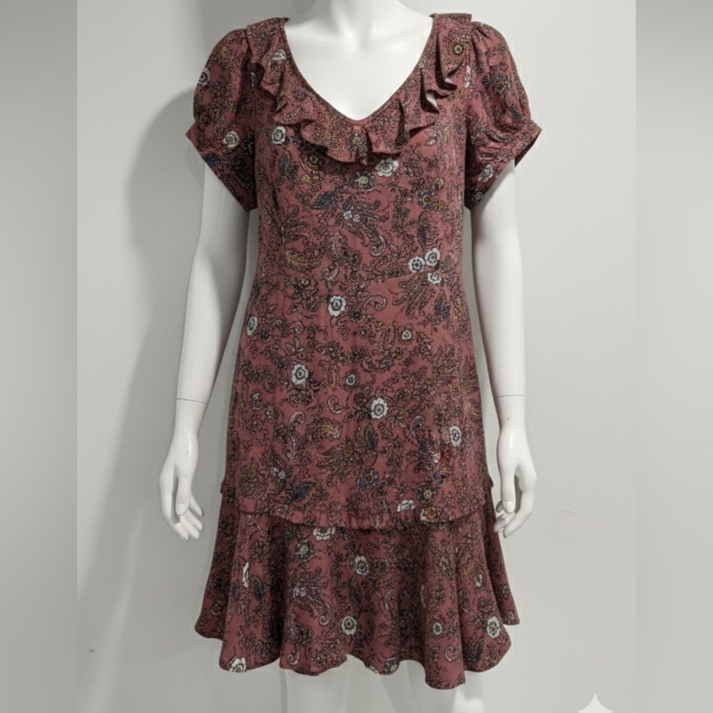 Blue Rain Womens Dress Pink Floral Size M 100% Rayon
